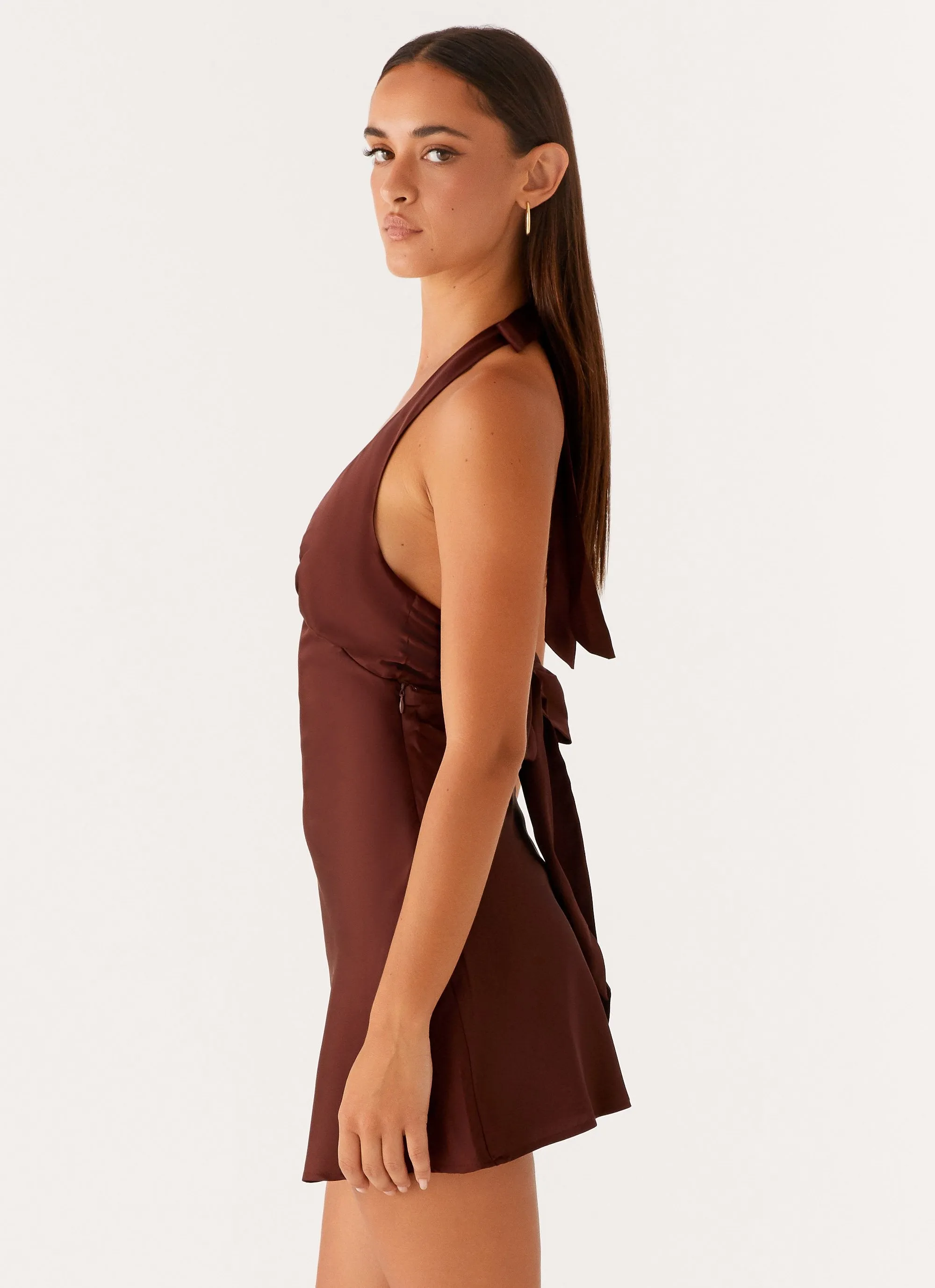 Heavy Hearted Mini Dress - Chocolate decorative element Lightweight Construction