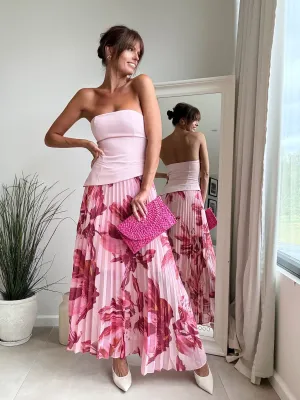 High low hem Natural Feel Madelaine Bandeau Dress in Pink