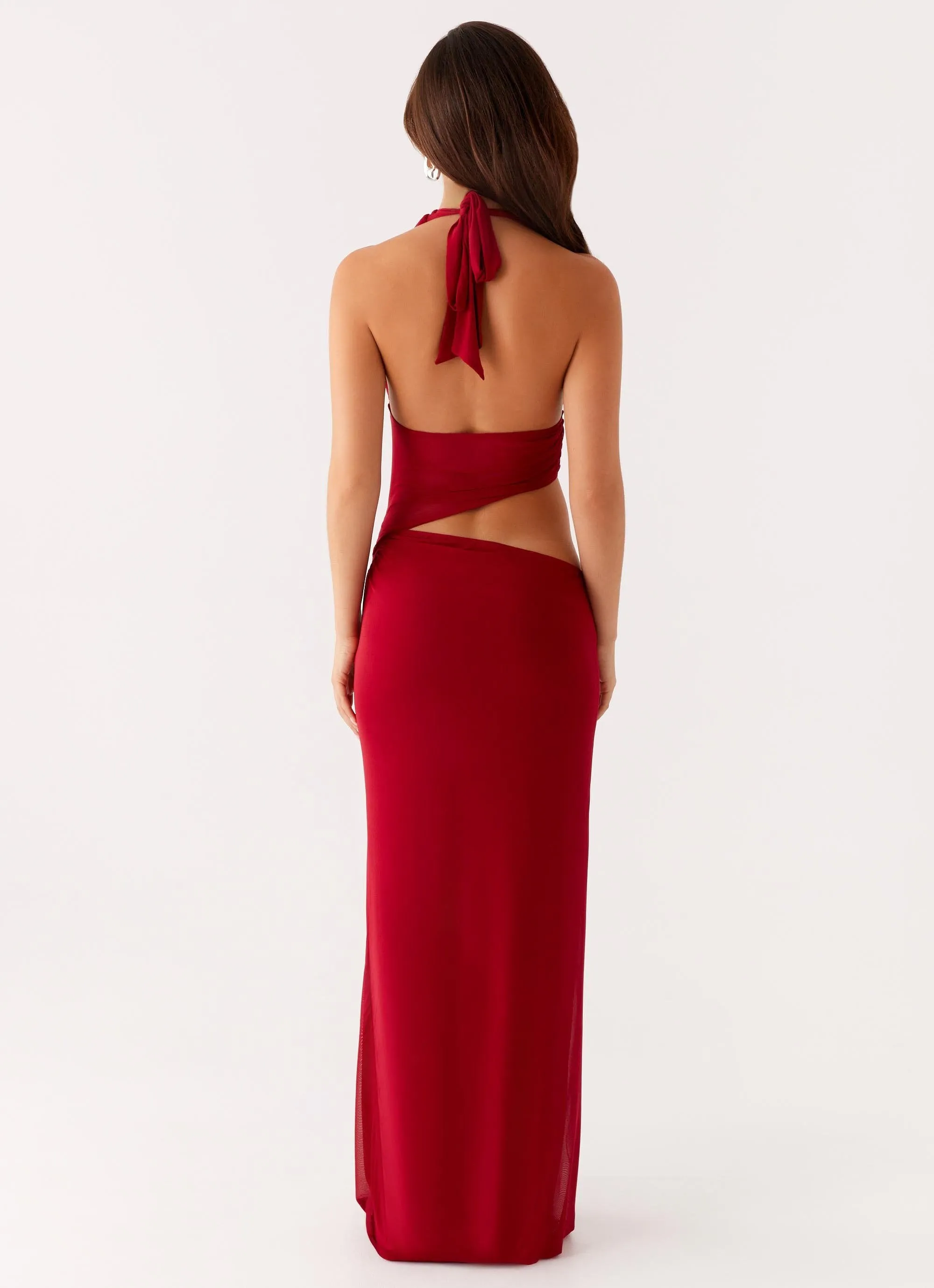 Social Meetup Main Act Halter Maxi Dress - Raspberry