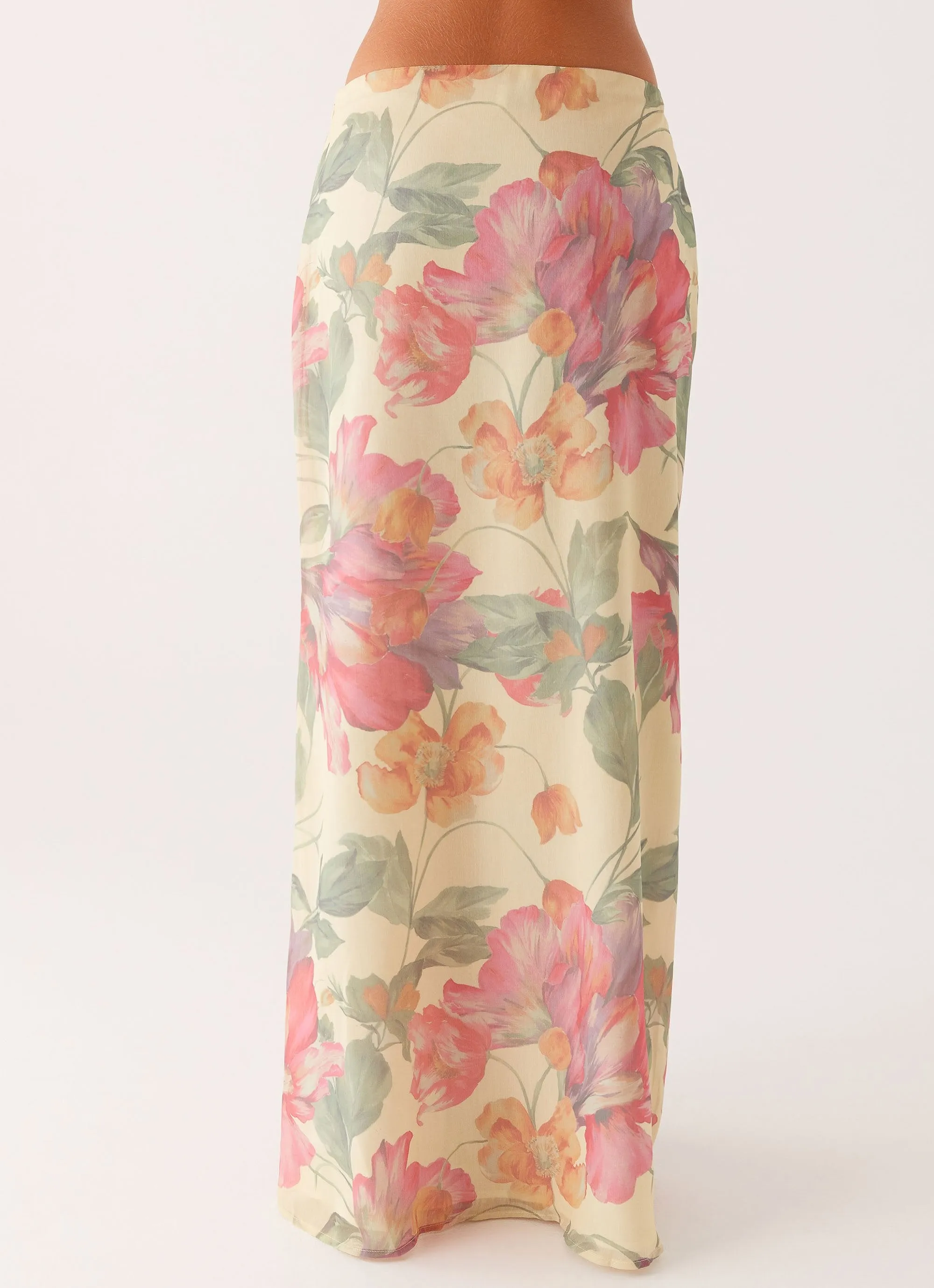 Soulful Low Rise Maxi Skirt - Yellow Peony Modern Design