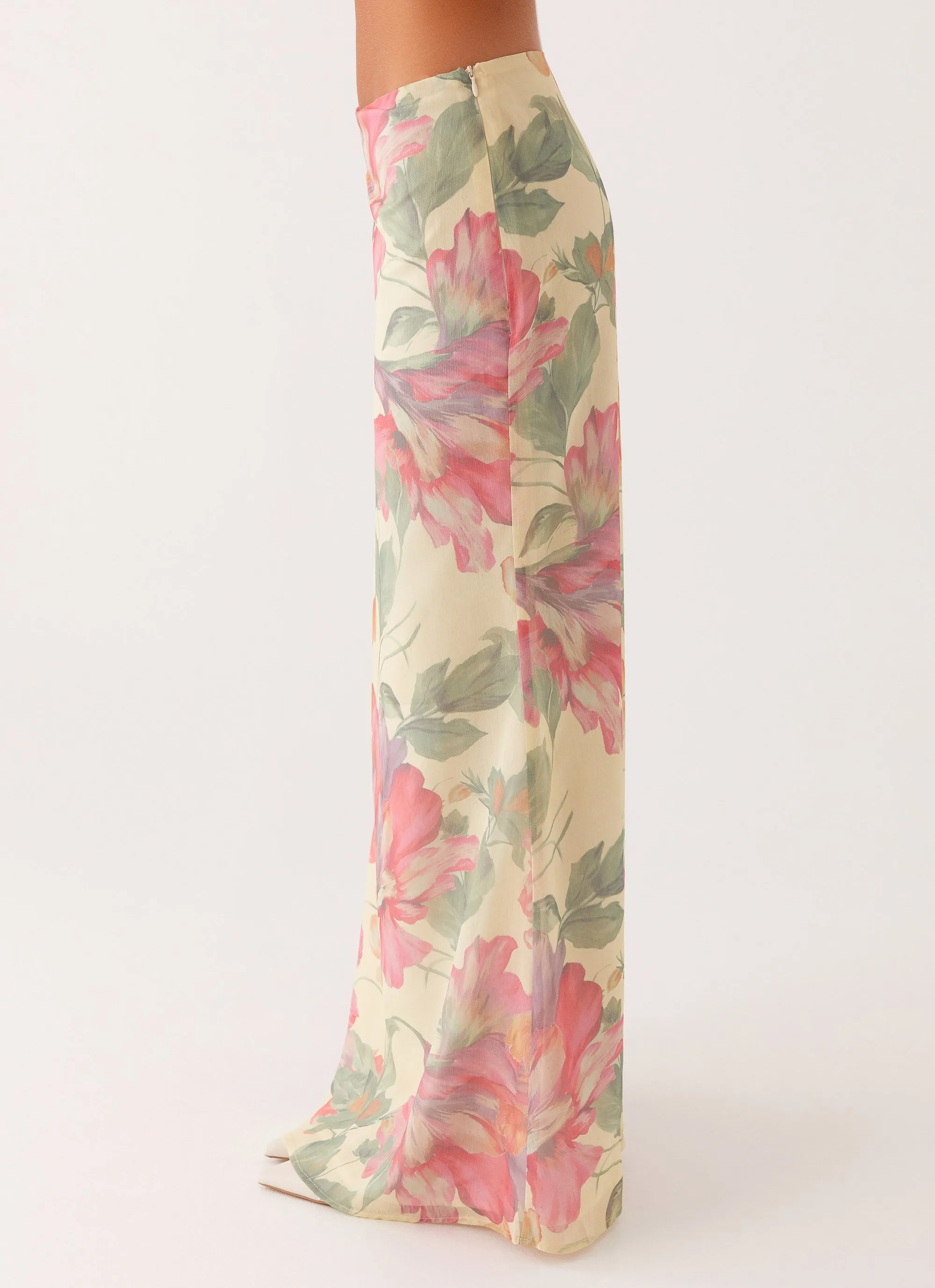 Chic Appeal Neat Mood Soulful Low Rise Maxi Skirt - Yellow Peony