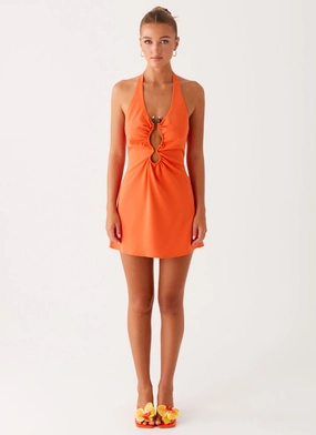 Classic Tailoring Coa Mini Dress - Tangerine Bow-Detail Coa Mini Dress - Tangerine