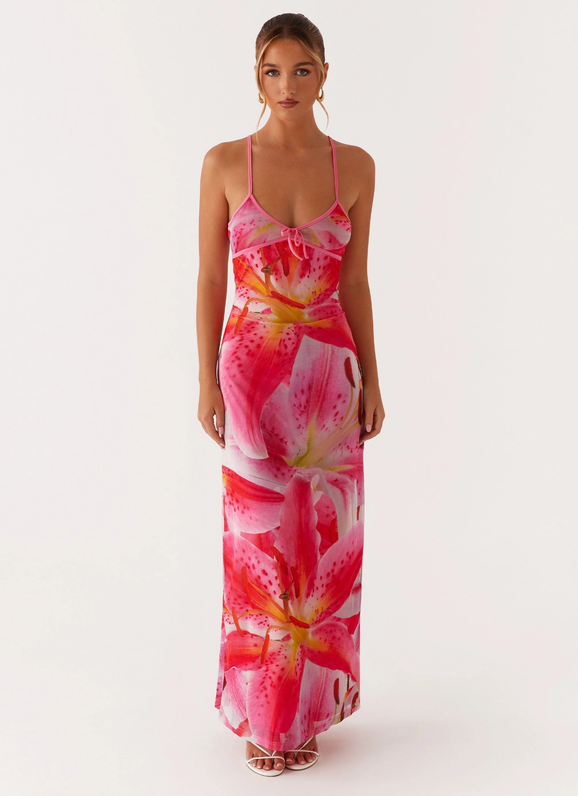 Smooth Line Timeless elegance Claudie Maxi Dress - White Pink Lilly