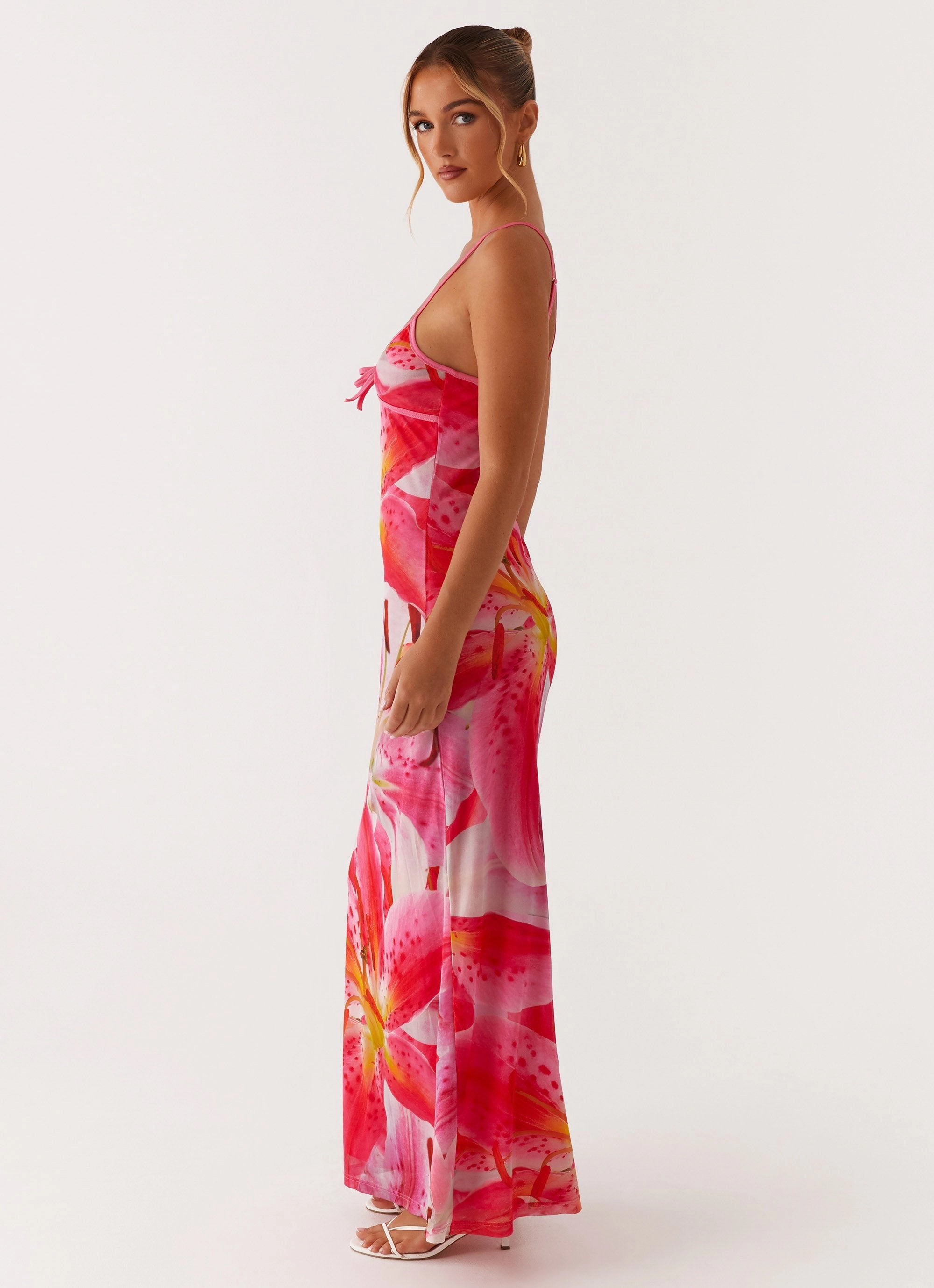 Elegant Simplicity Eco Friendly Claudie Maxi Dress - White Pink Lilly