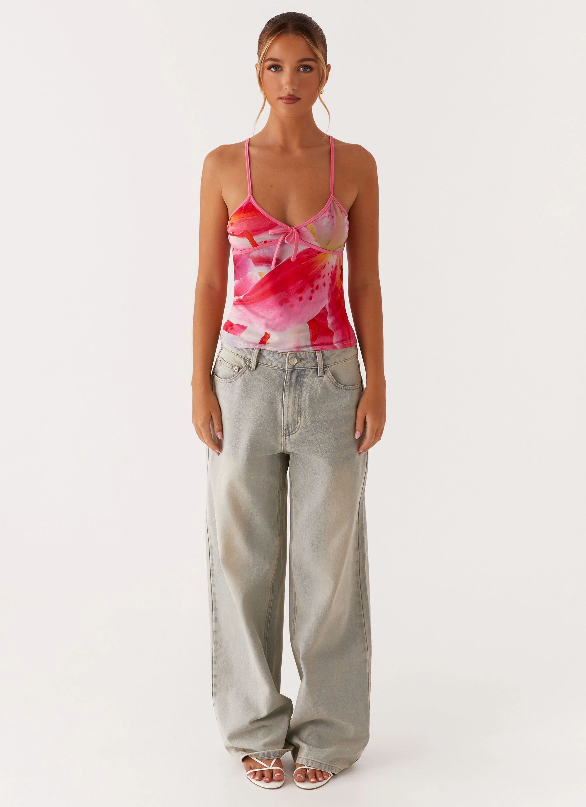 Layered Ventilation Zones Lightweight Blouse Claudie Mesh Top - White Pink Lilly