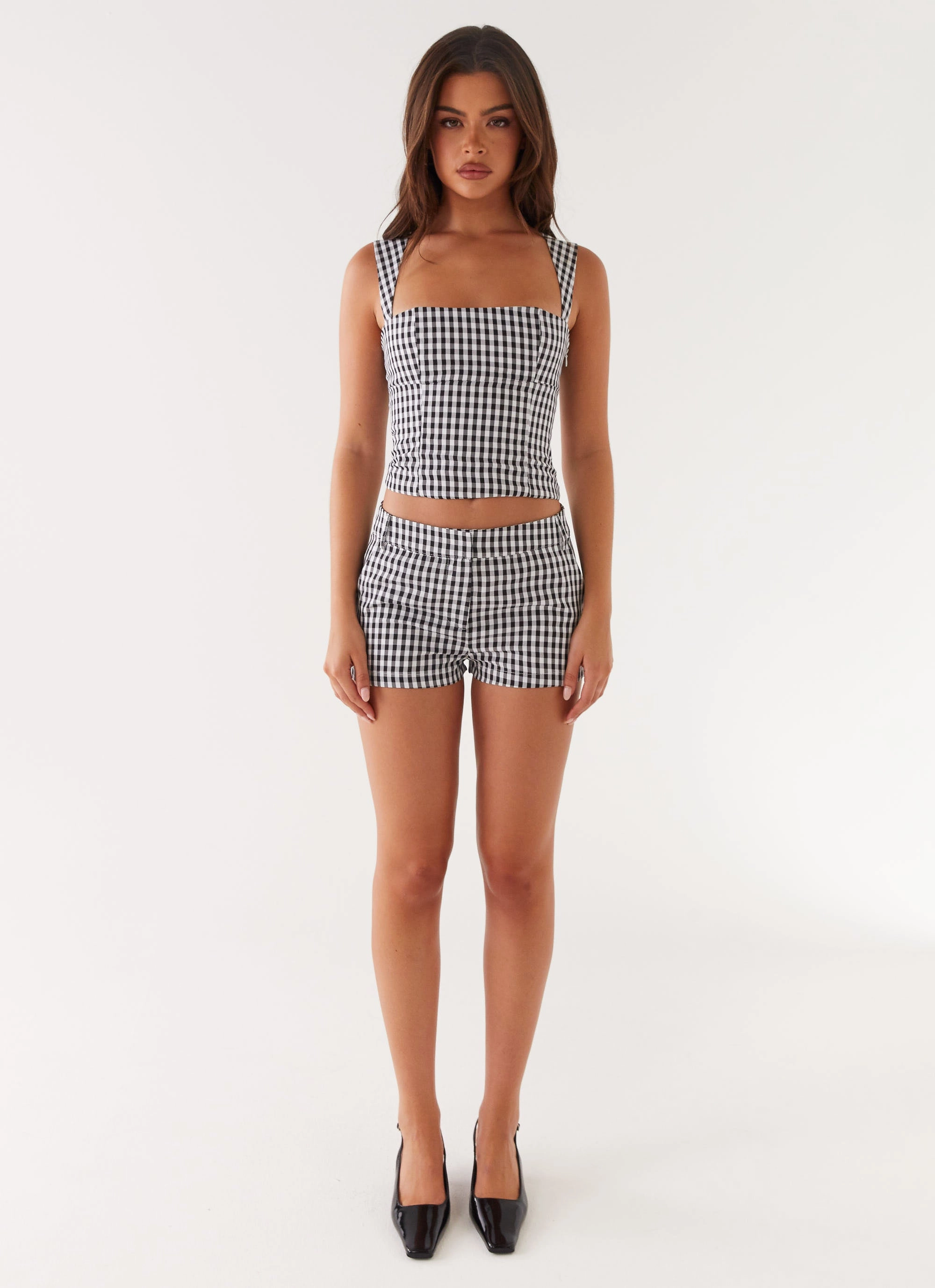 Clayton Tailored Shorts - Black Gingham StaticDissipative