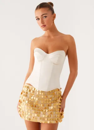 Clean Aesthetic Kasen Sequin Mini Skirt - Gold Organic Cotton Kasen Sequin Mini Skirt - Gold