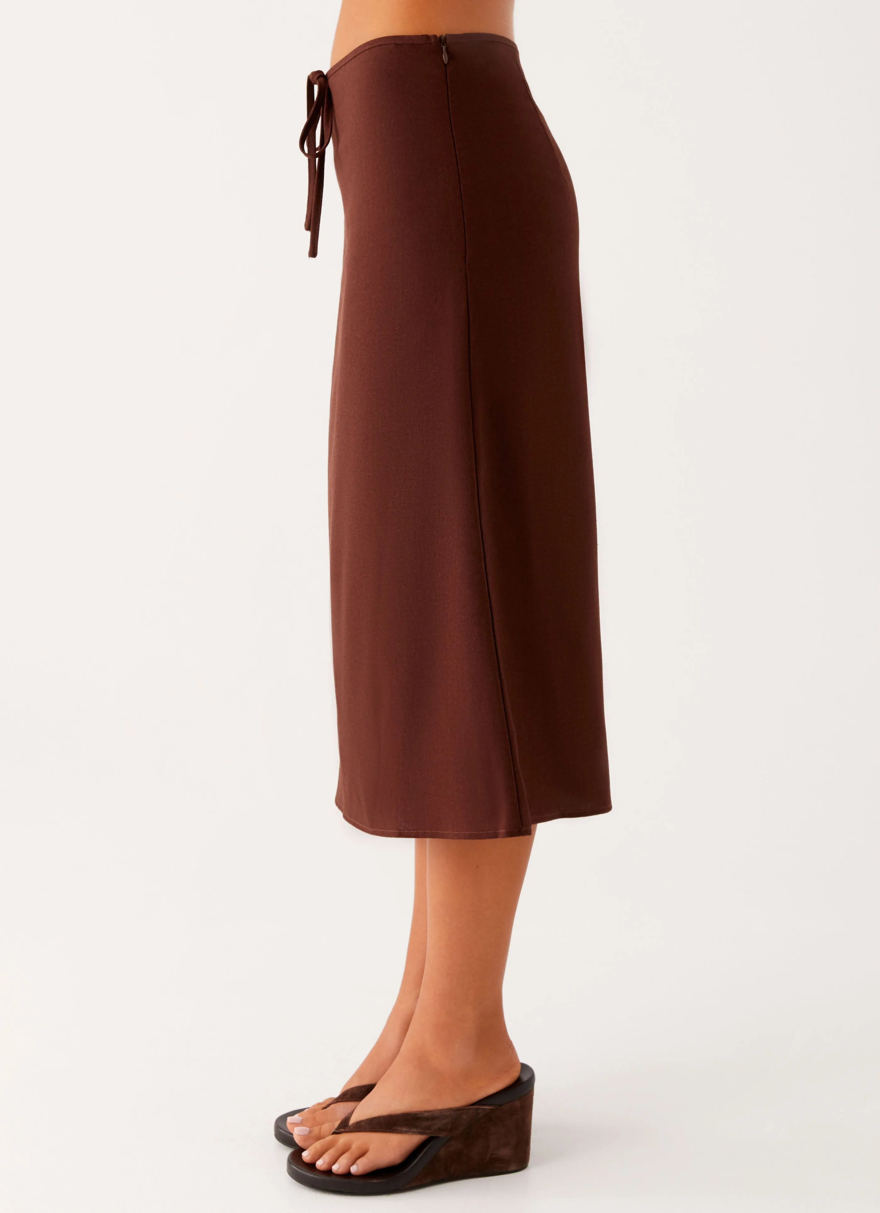 Comfort Wear Neat Mood Esther Midi Skirt - Chocolate