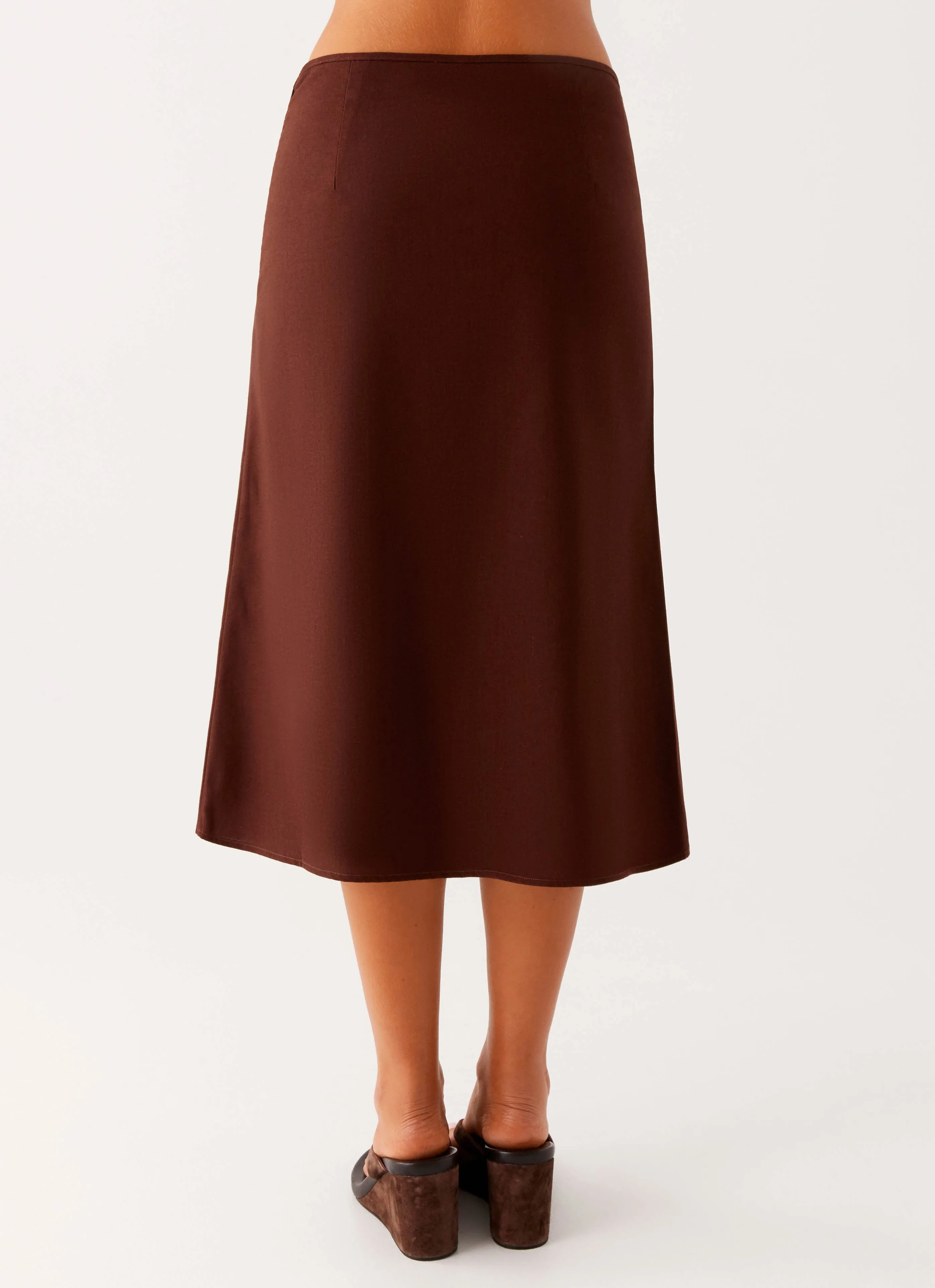 Personality Style Tonal Layering Esther Midi Skirt - Chocolate