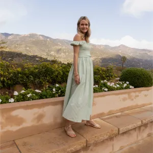 MASON'S DAUGHTER | Nora Dress, Green/Green Striped Poplin Subtle-Print Daywear Comfort