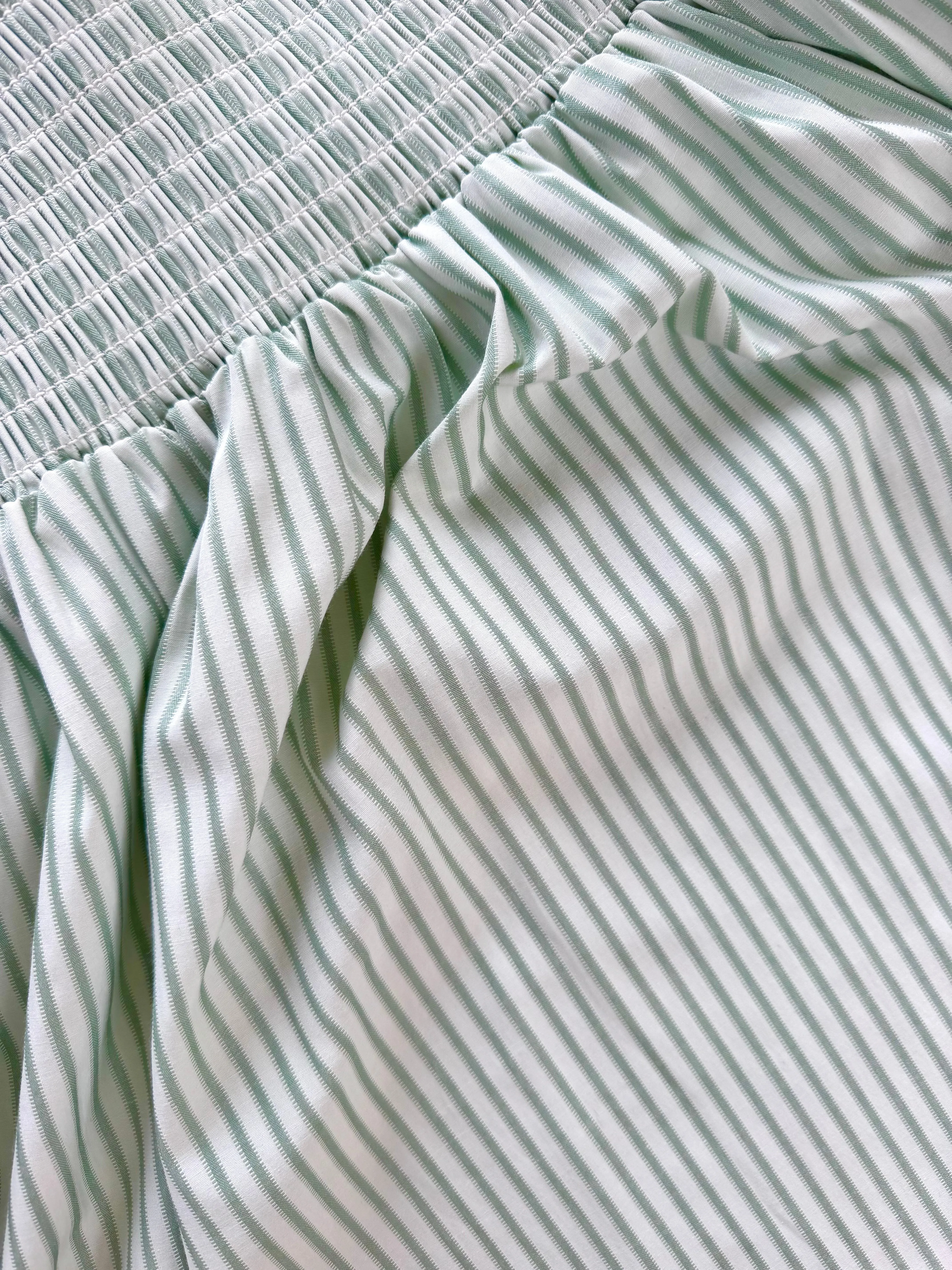 Office Casual Trendy Piece MASON'S DAUGHTER | Nora Dress, Green/Green Striped Poplin