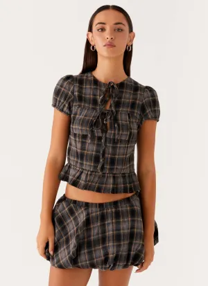 Polished Cut Gentle Vibe Lucia Mini Skirt - Brown Check