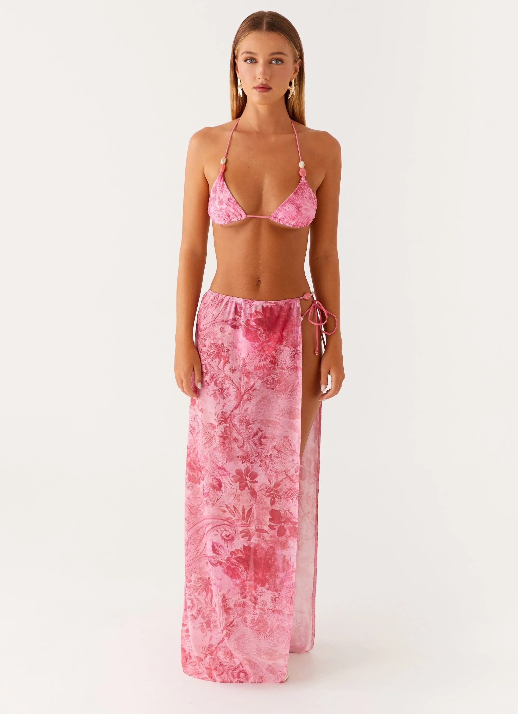 Here For It Beaded Maxi Skirt - Pink Print City Wear Monochrome Outfit