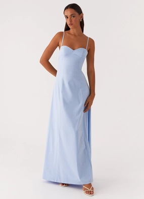Clear As Day Maxi Dress - Blue Smart Waistband Clear As Day Maxi Dress - Blue Timeless Cut Elastic-Waist