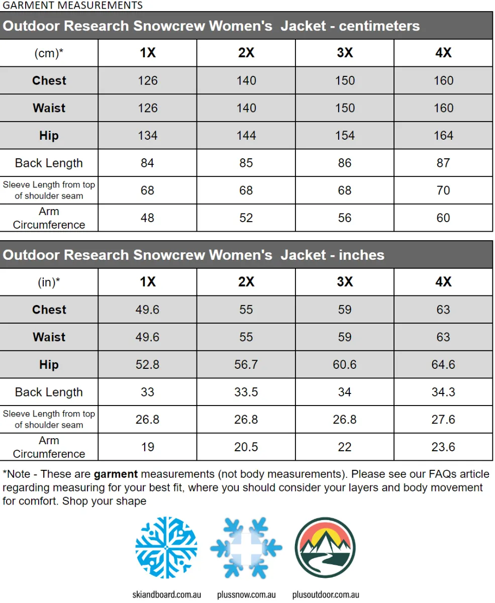 CLEARANCE - Outdoor Research Snowcrew Women's Plus Size Ski Jacket 2X