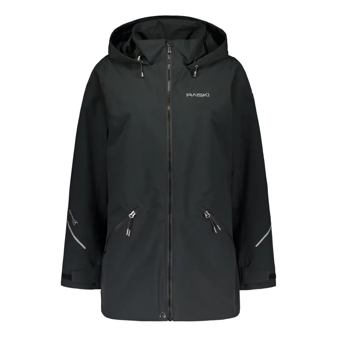 CLEARANCE - Raiski Magde Long Womens Plus Size Rain Shell Jacket Black Size 22
