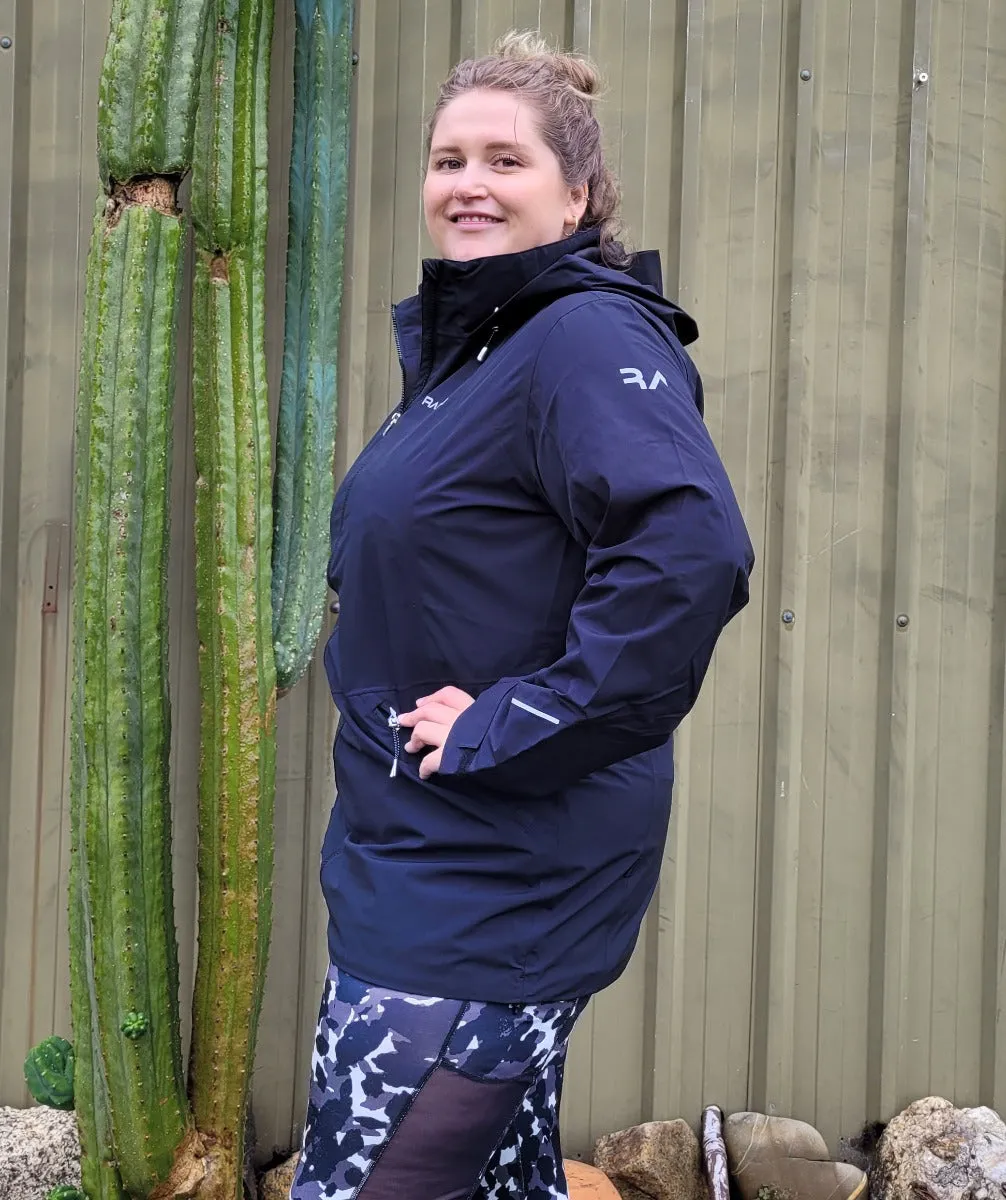 CLEARANCE - Raiski Magde Long Womens Plus Size Rain Shell Jacket Black Size 22