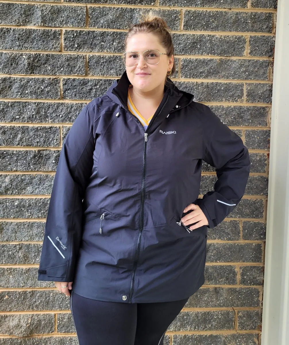 CLEARANCE - Raiski Magde Long Womens Plus Size Rain Shell Jacket Black Size 22