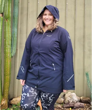 CLEARANCE - Raiski Magde Long Womens Plus Size Rain Shell Jacket Black Size 22