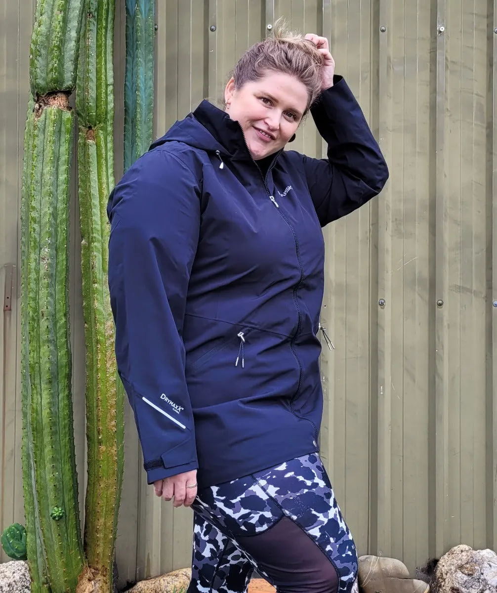 CLEARANCE - Raiski Magde Long Womens Plus Size Rain Shell Jacket Black Size 22