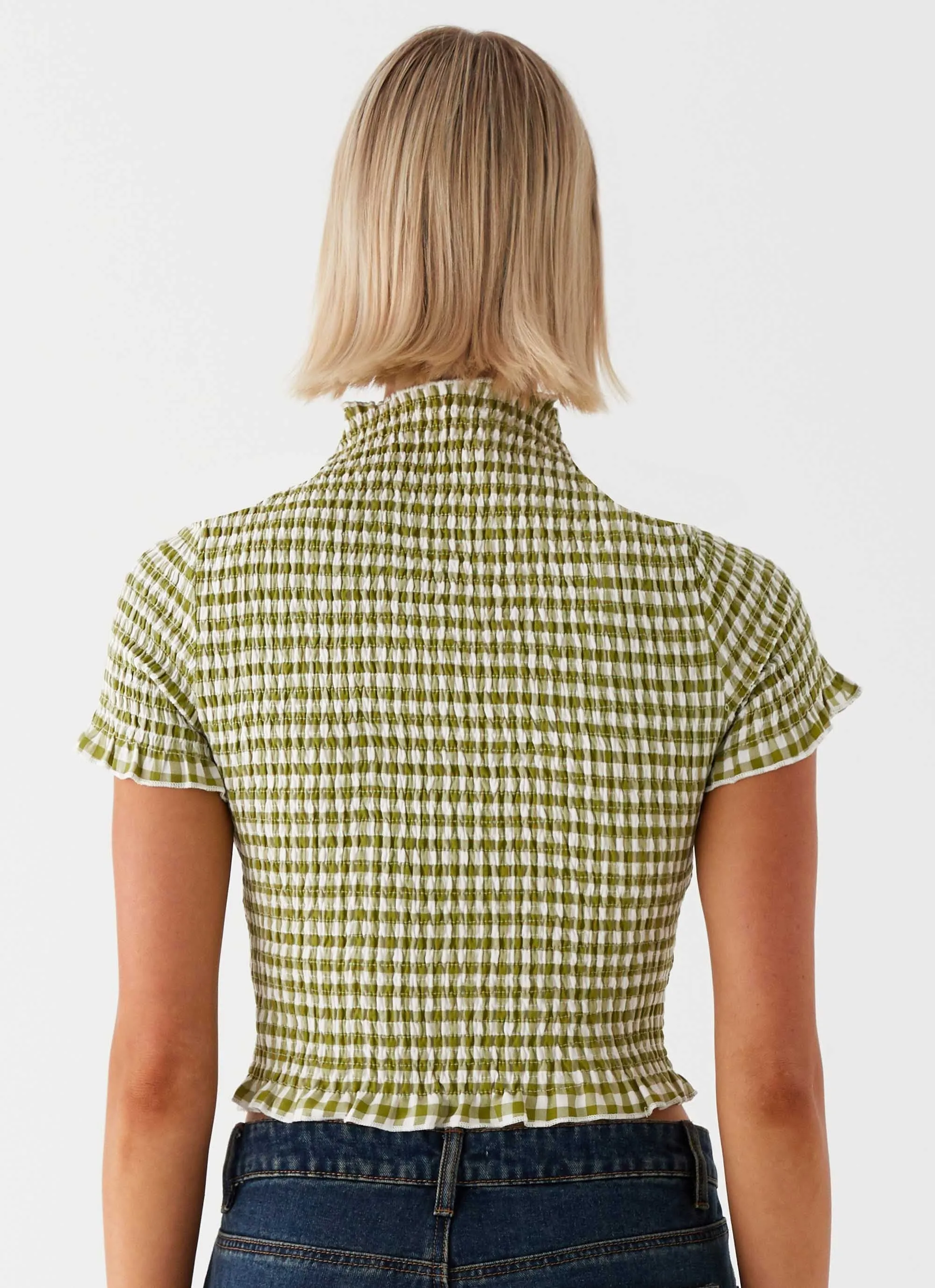 Luxury exclusivity Quick Release Hem Cleo Tee - Khaki Gingham