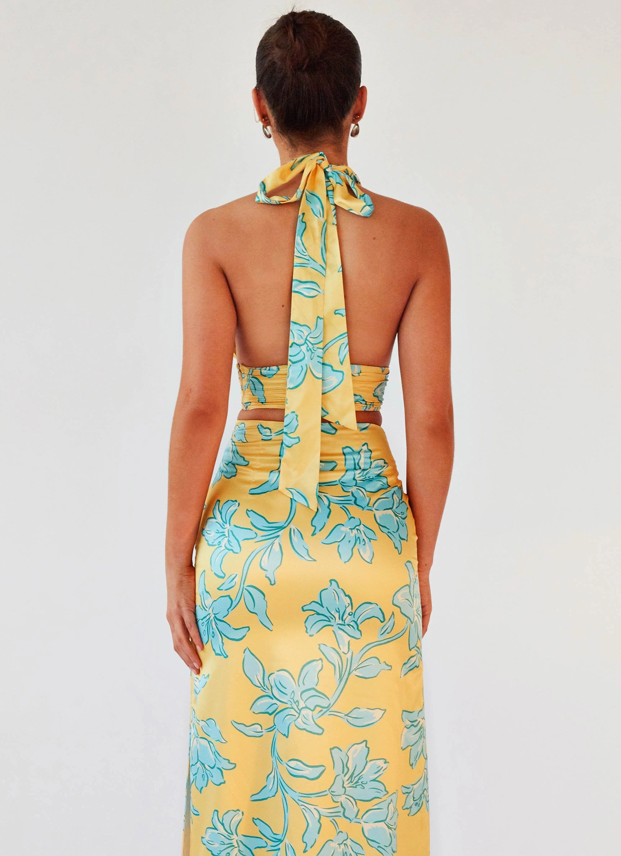 All Day Wear WaterResistantCoating Amalia Wrap Crop Top - Golden Bloom