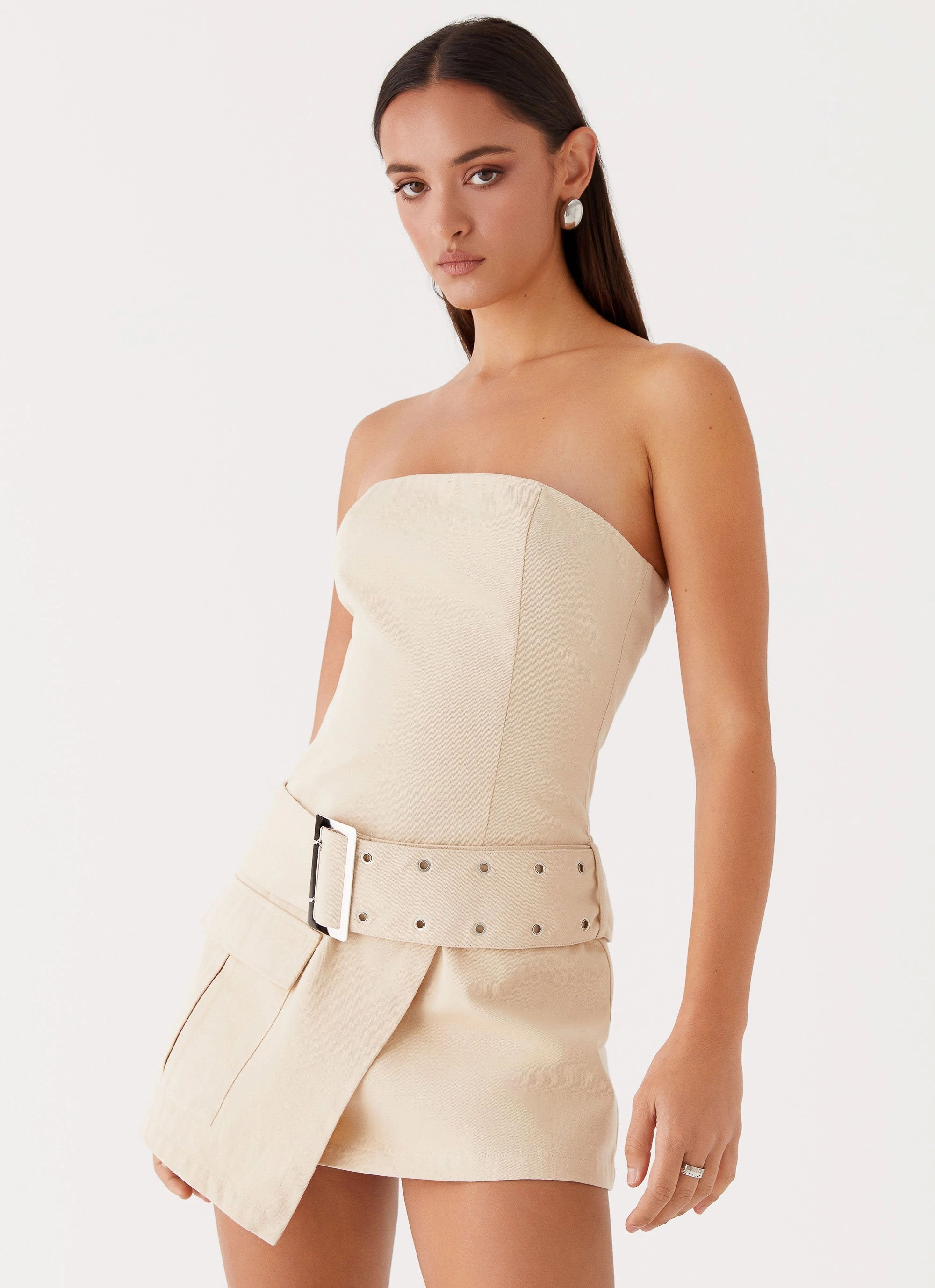 All For You Strapless Mini Dress - Ivory NoiseFreeFabric Work Fit