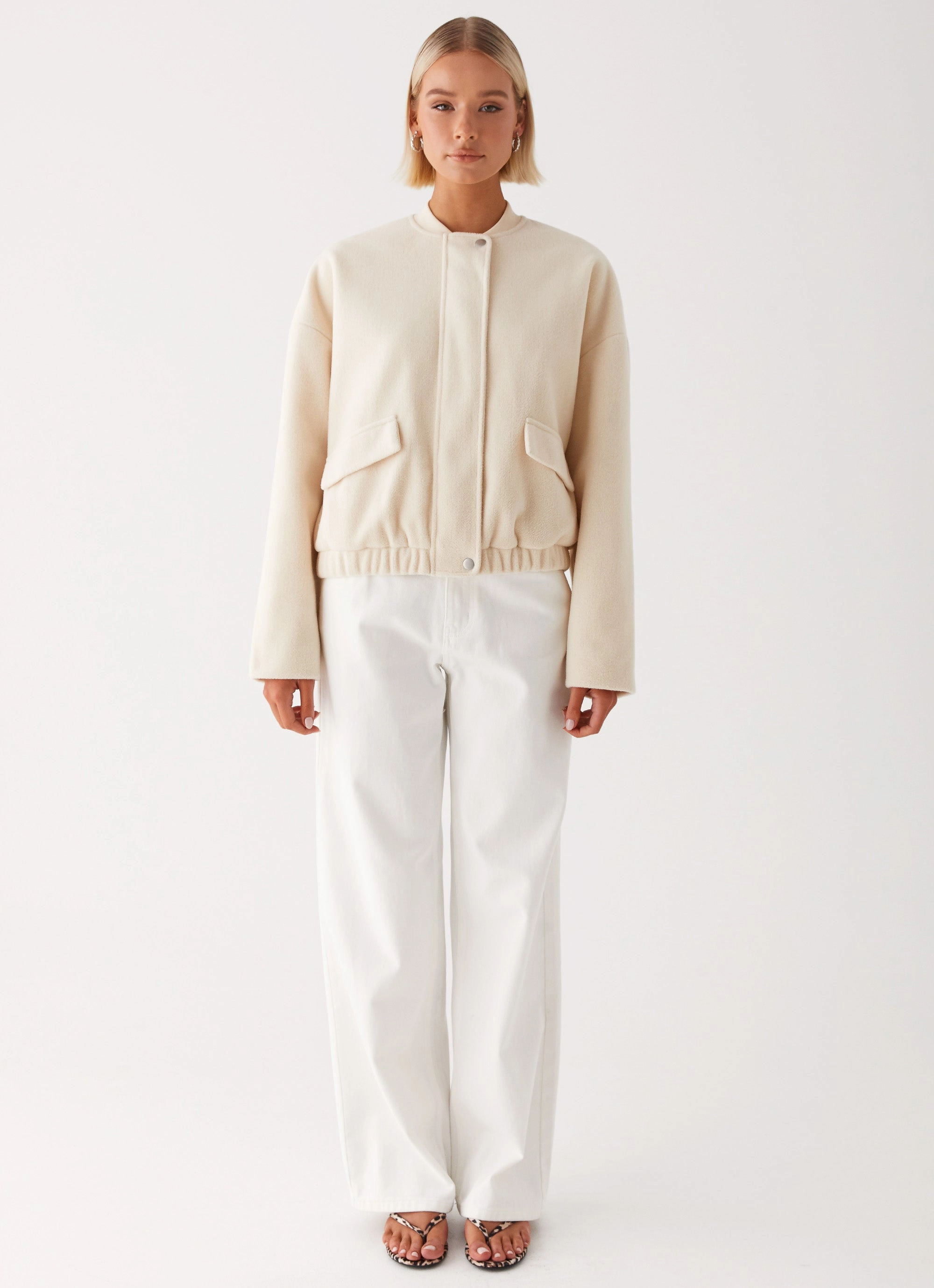 Cloudia Bomber Jacket - Ivory Detachable Layers