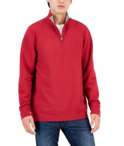Club Room Mens Regular Fit Quarter Zip Sweatshirt Karanda Red XL