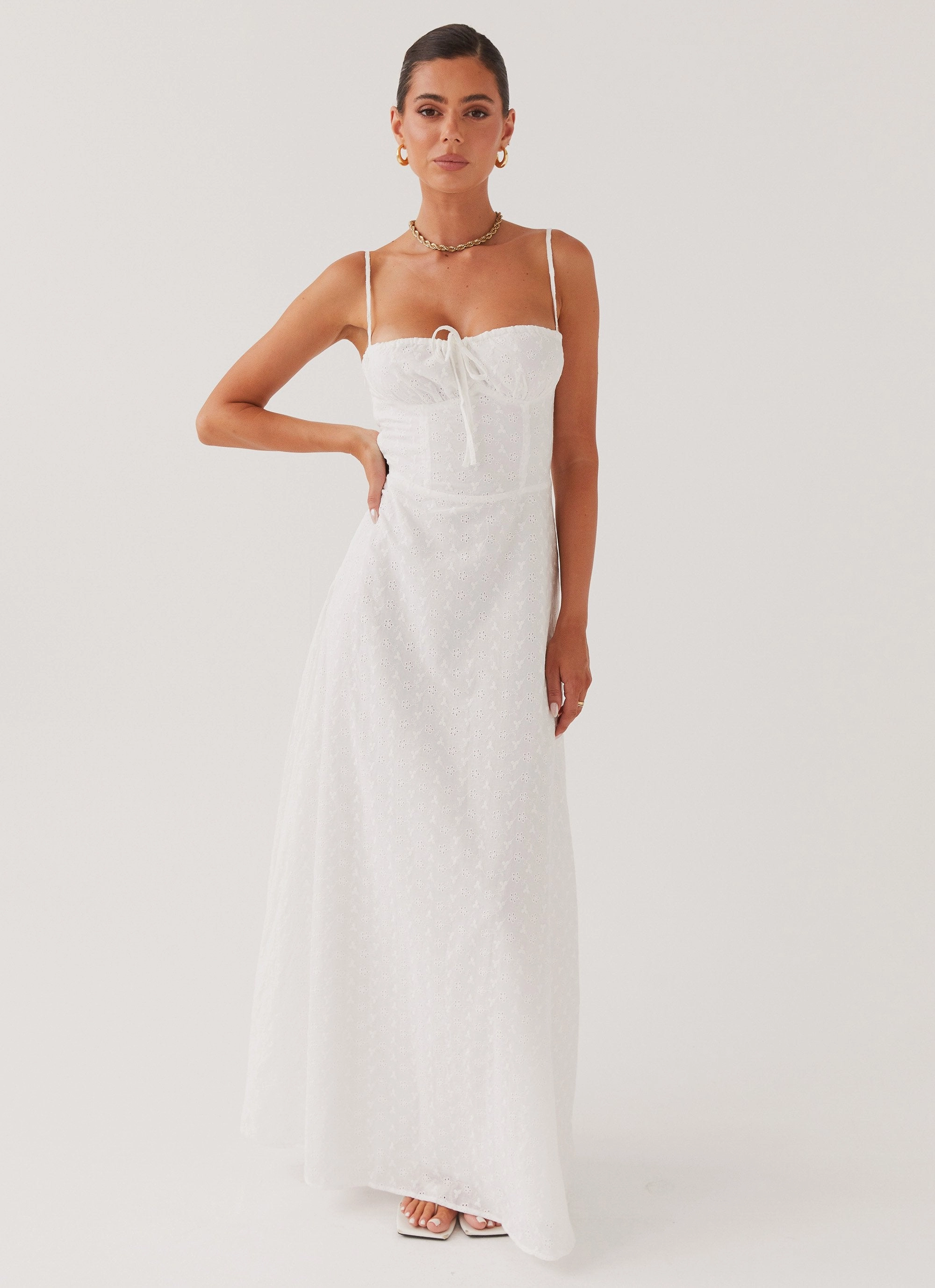 Bloom Zone Fashion Mix Elsie Broderie Maxi Dress - White