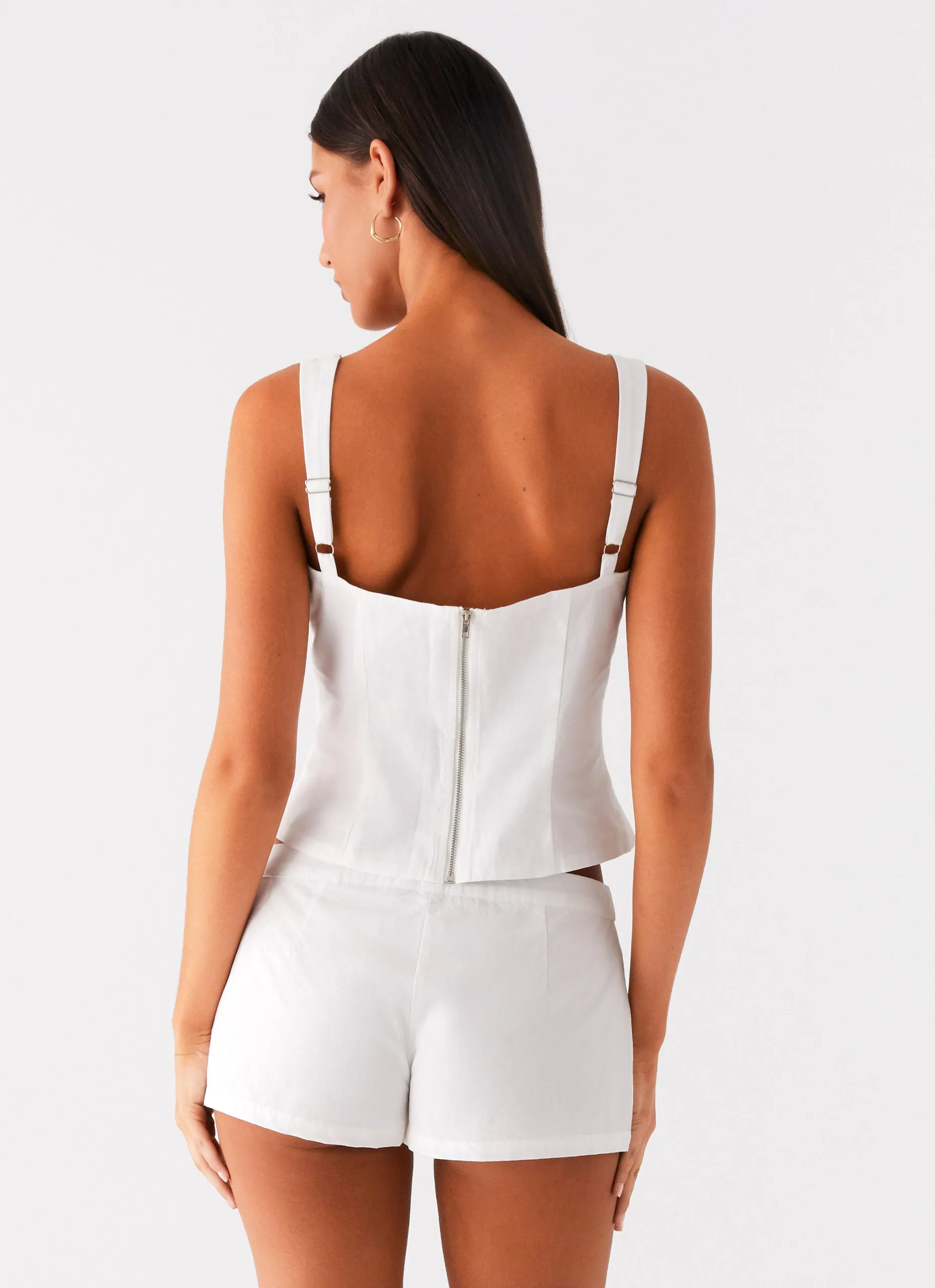 ConvertibleSleeves FadeResistant Finish Coastline Bustier Top - White