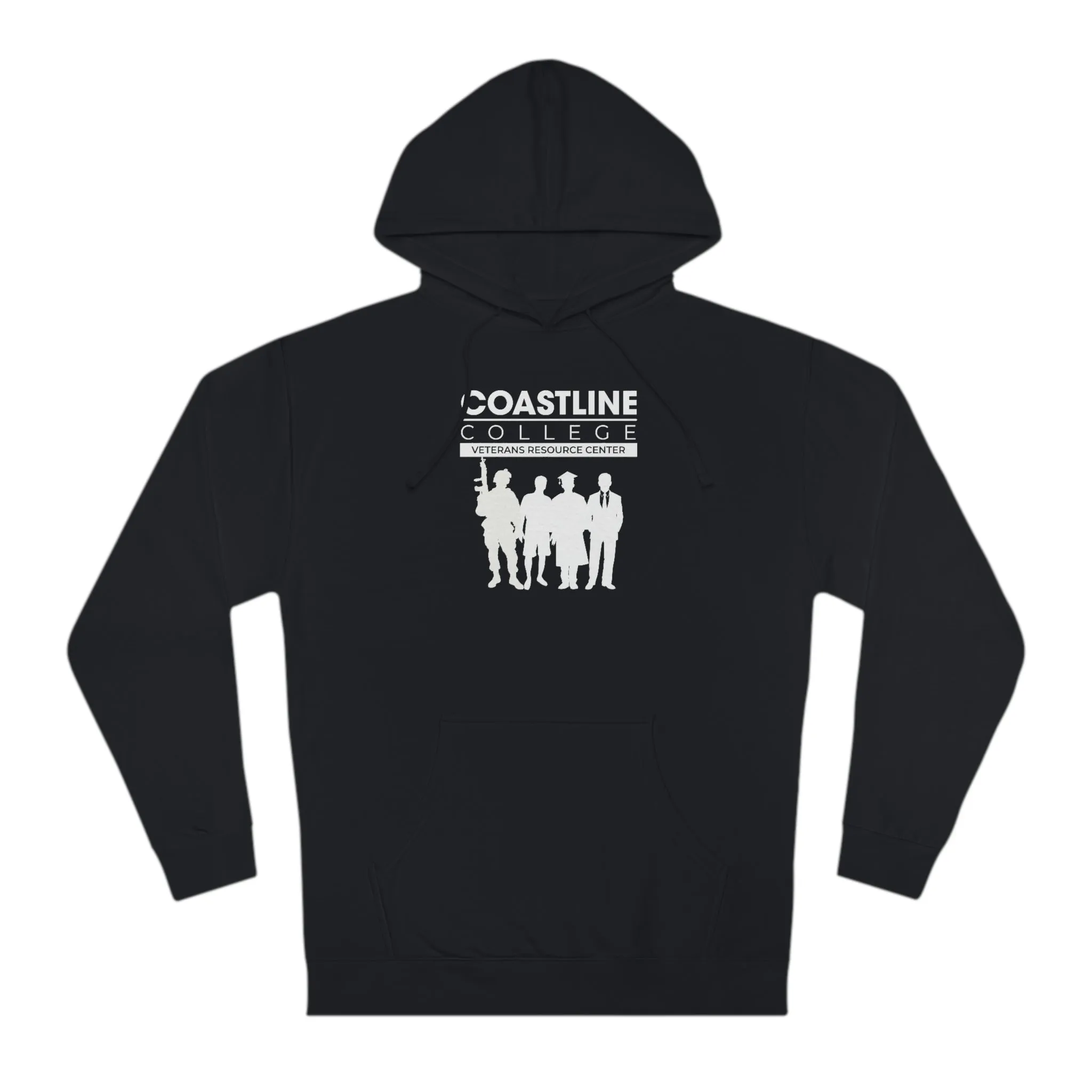 Coastline Veterans Resource Center Black Camo Unisex Hooded Sweatshirt - Front Logo