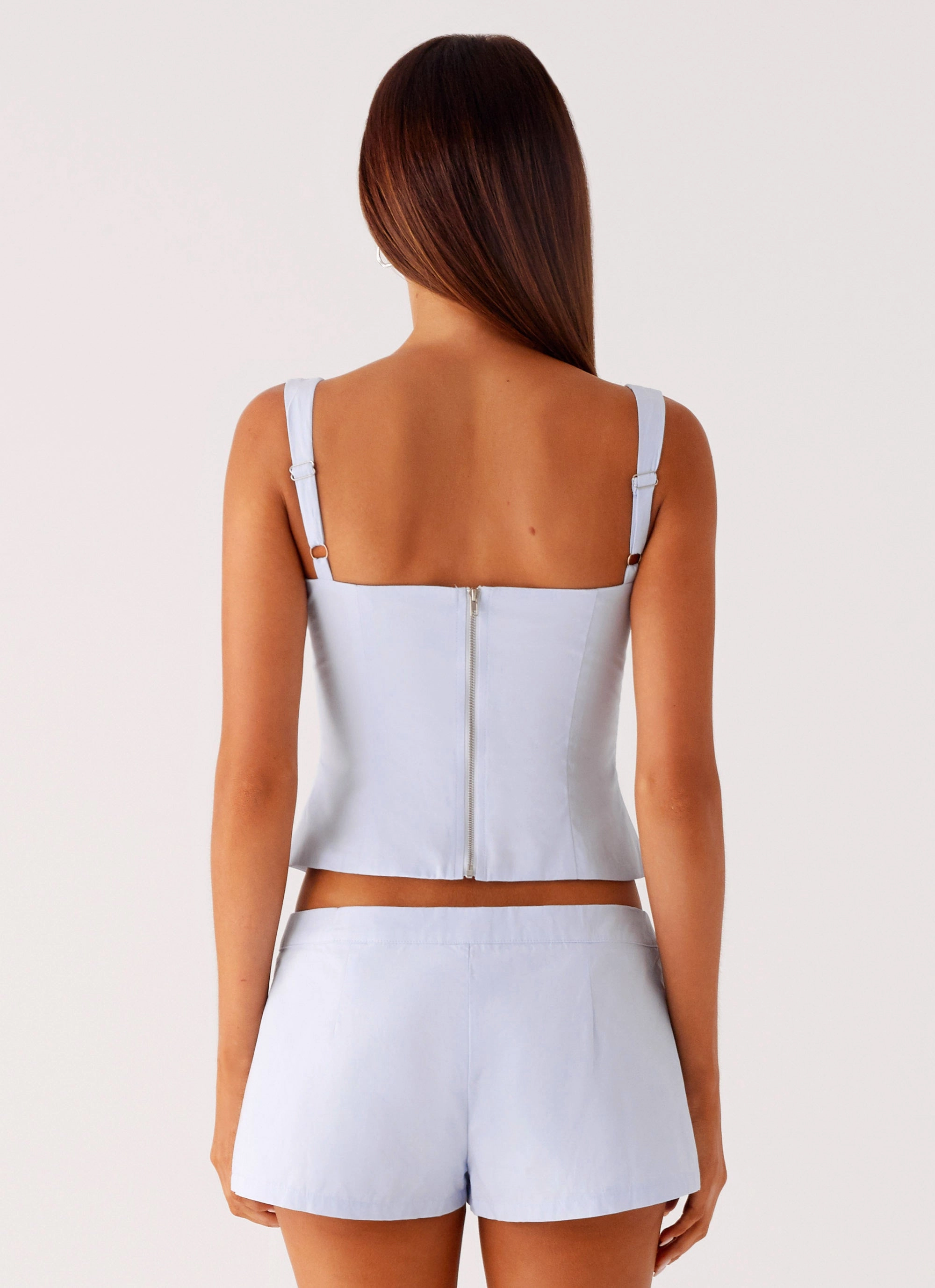 No Static Mid Length Cut Coastline Bustier Top - Blue