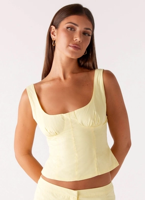 Coastline Bustier Top - Yellow Day To Night