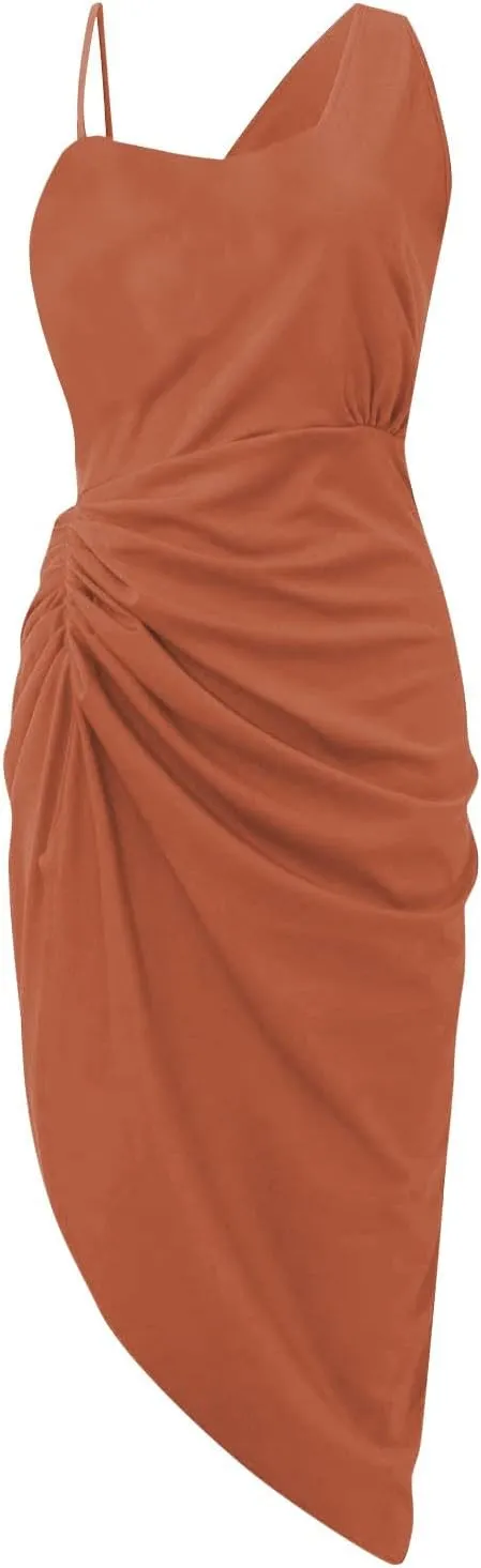 Cocktail Dresses,Sequin Bodycon One Shoulder Sexy Slit Midi Dress Formal Elegant Plus Size for Evening Dinner