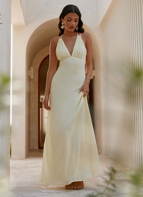 Cocktail Attire Kacia Maxi Dress - Lemon Chill Style Flowy summer gown Kacia Maxi Dress - Lemon