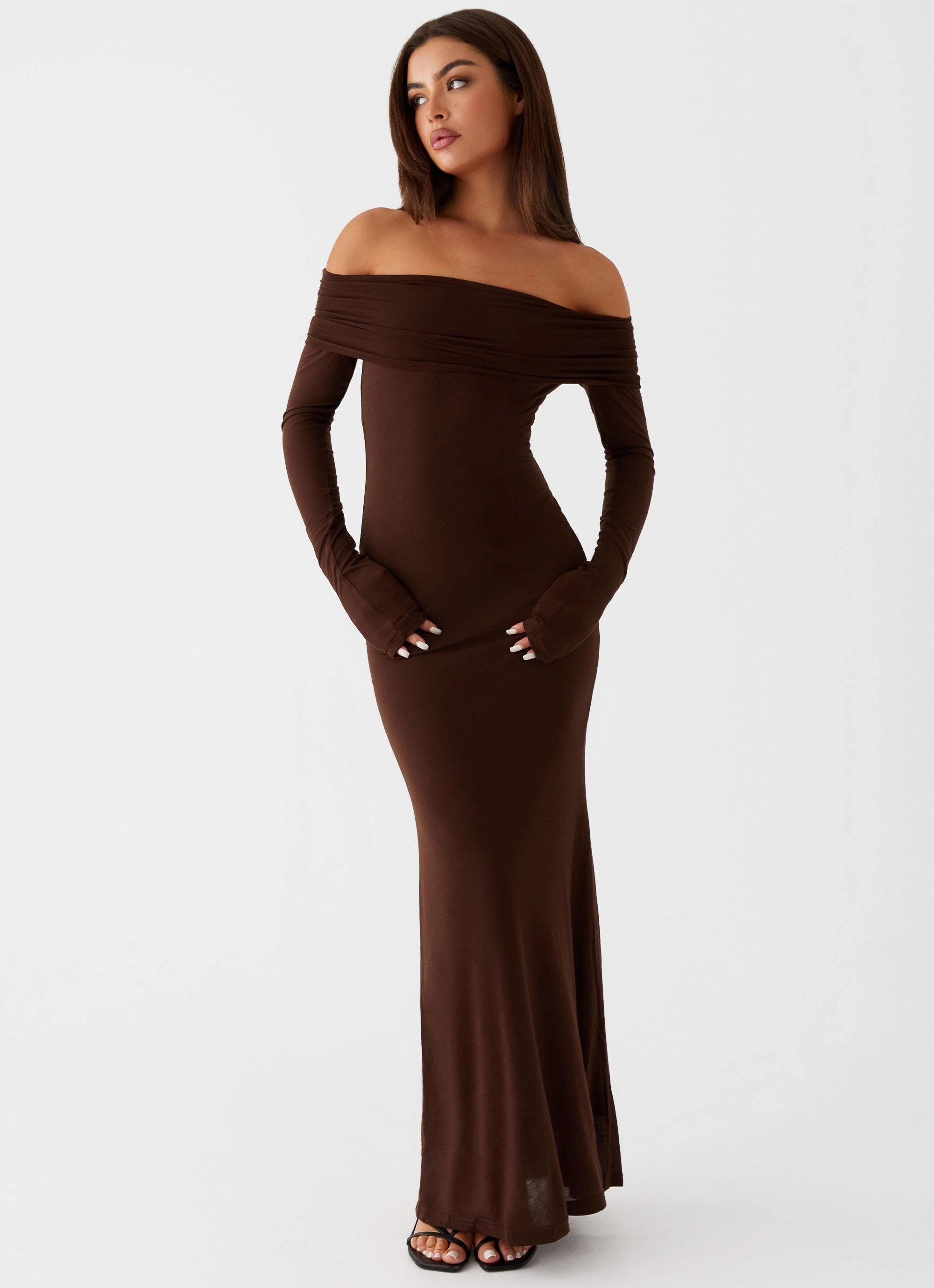 Cocoa Long Sleeve Maxi Dress - Chocolate Cozy Cut Luxe Comfort