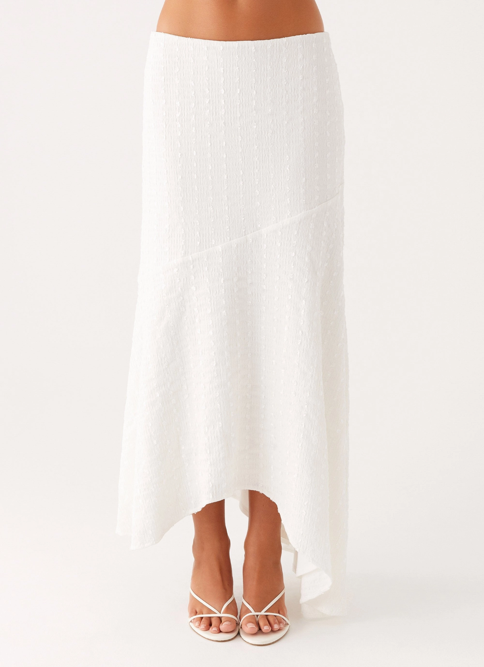 Tayah Asymmetrical Maxi Skirt - White AntiSnag Lining Material