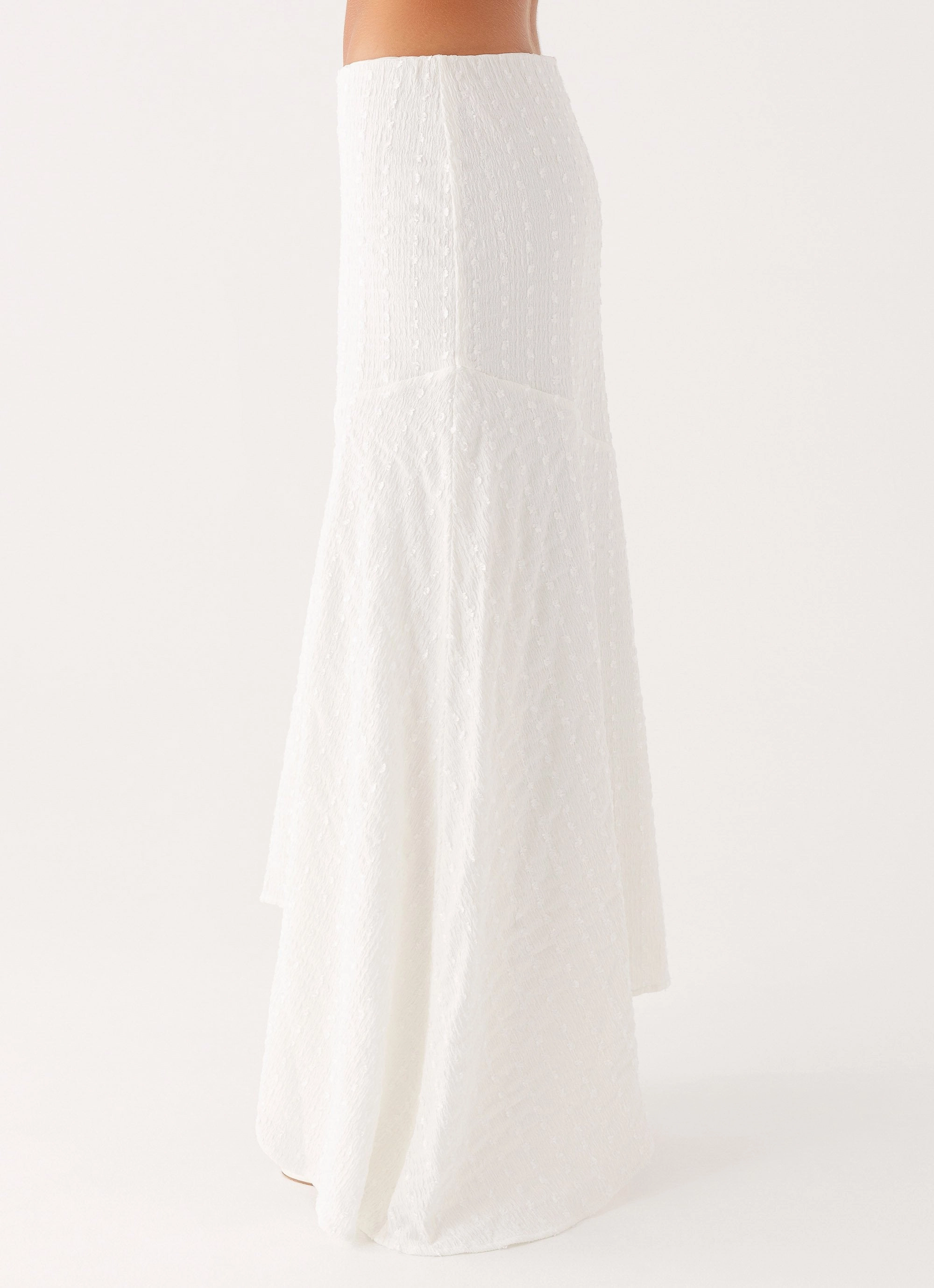 Tayah Asymmetrical Maxi Skirt - White Multipurpose Layering