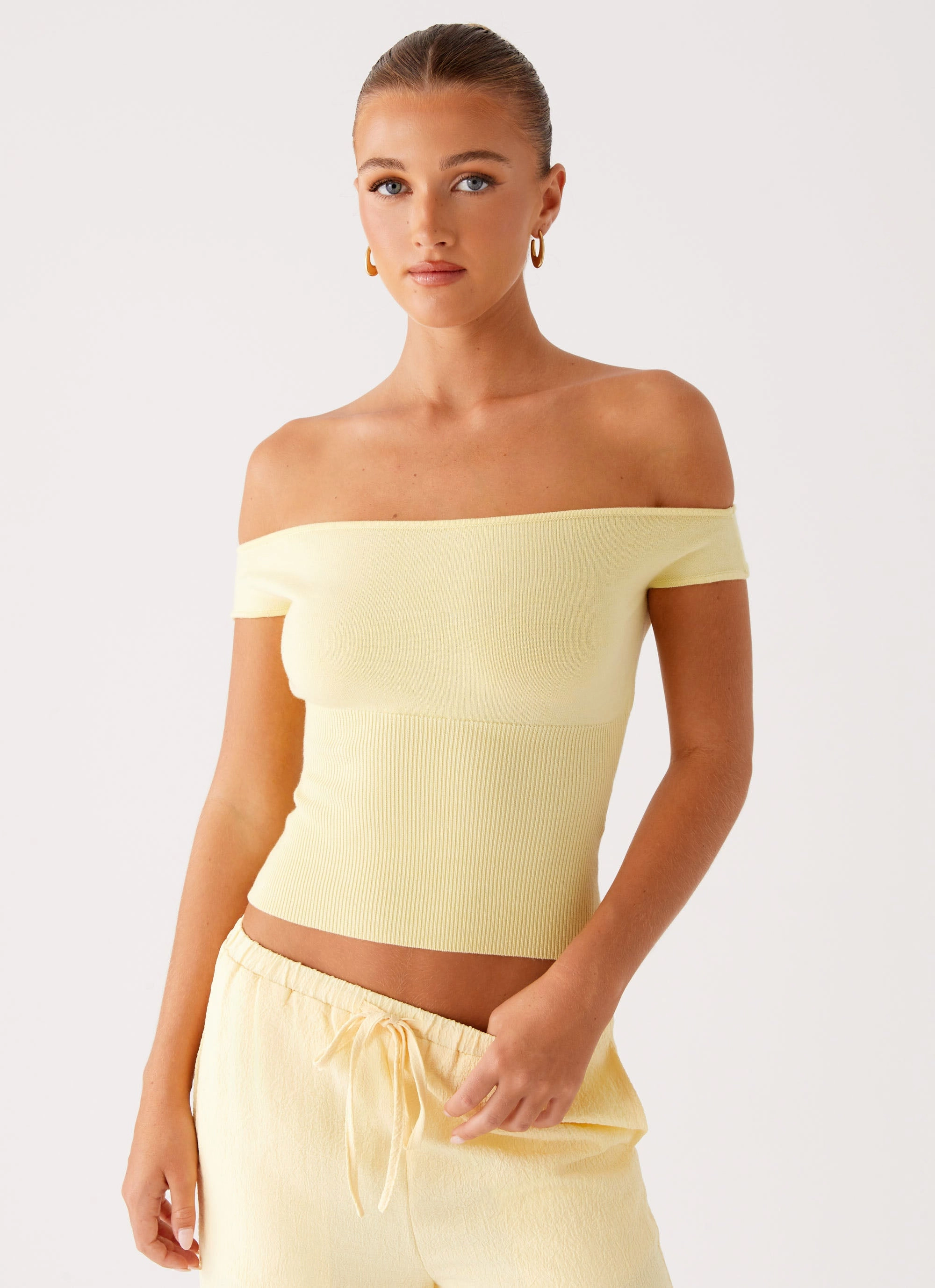 Abrasion Resistant Fabric RawEdgedDesign Coleman Knit Top - Yellow