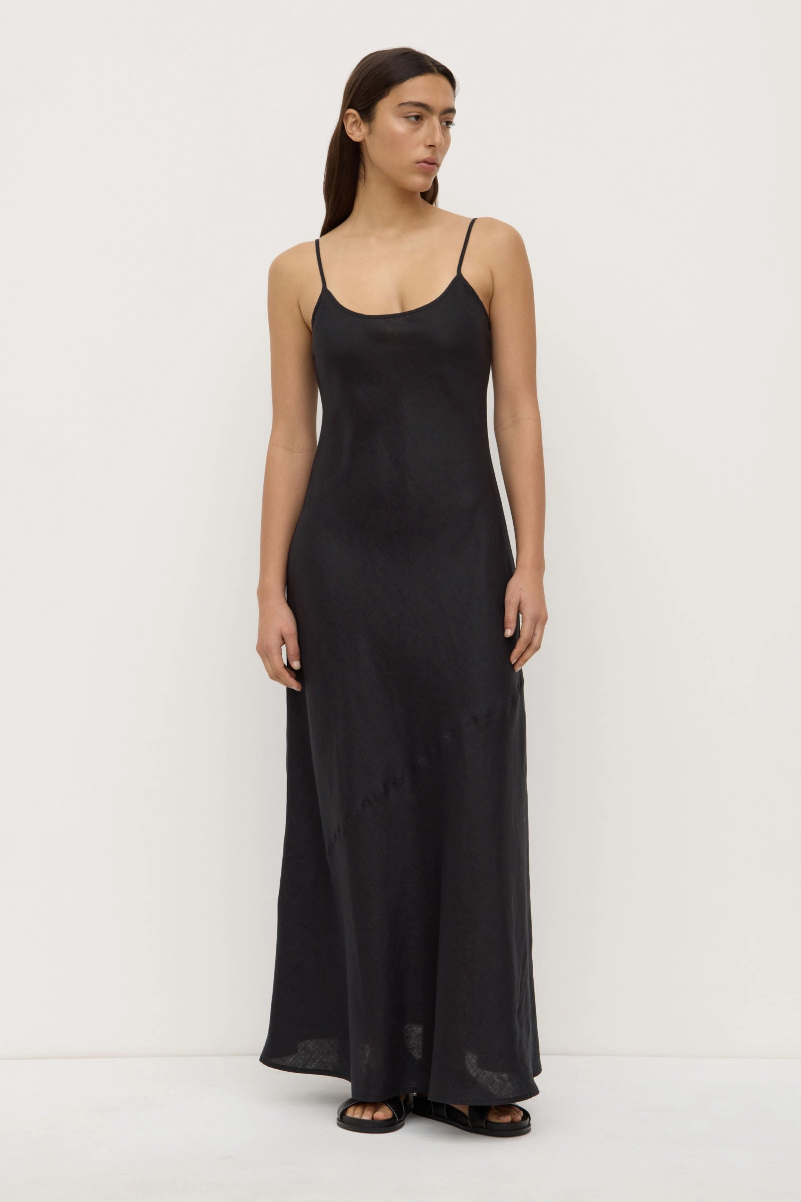 Sleek Texture Colette Linen Slip Dress