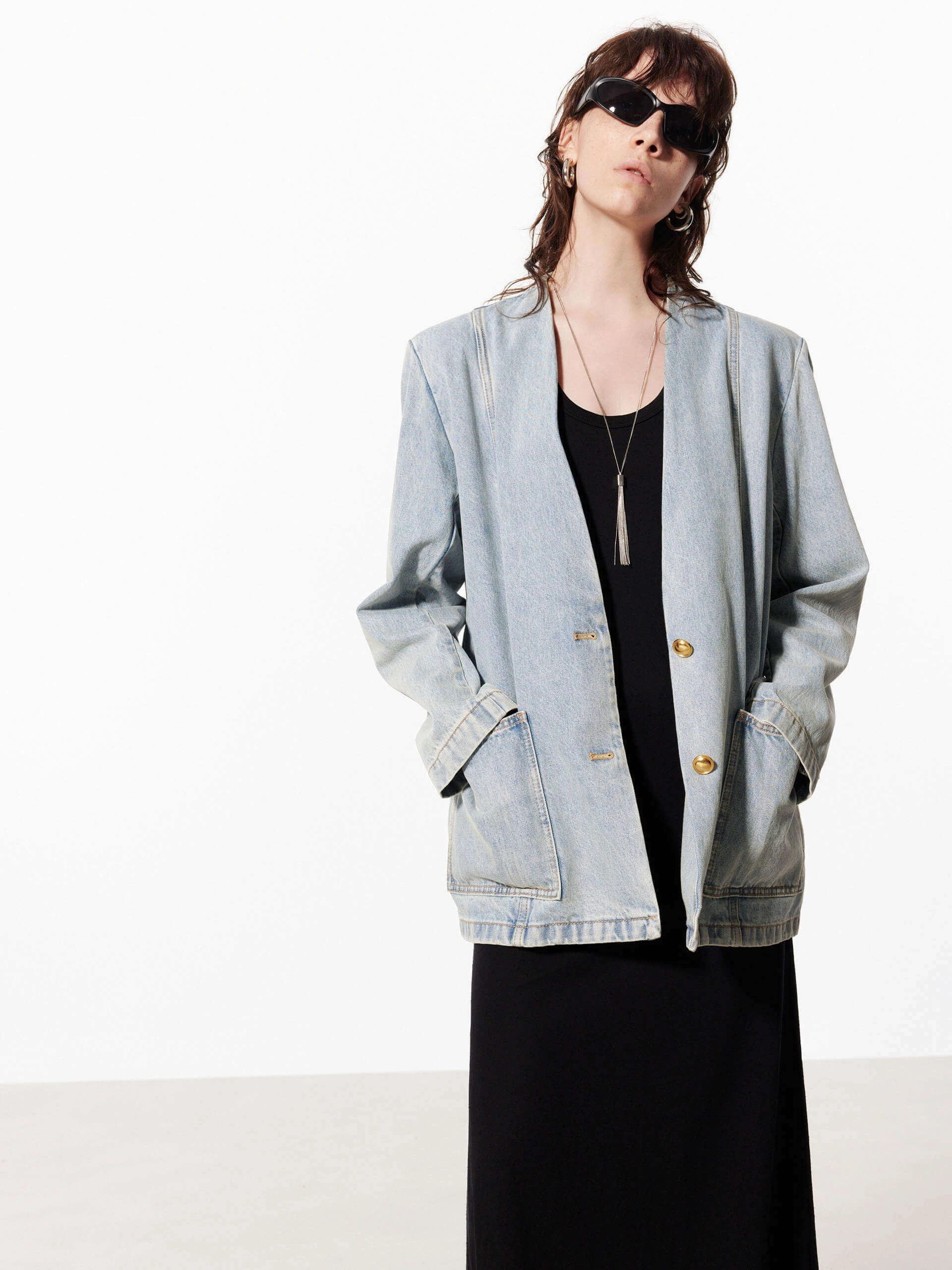 Collarless Oversize Jacket