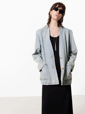 Collarless Oversize Jacket