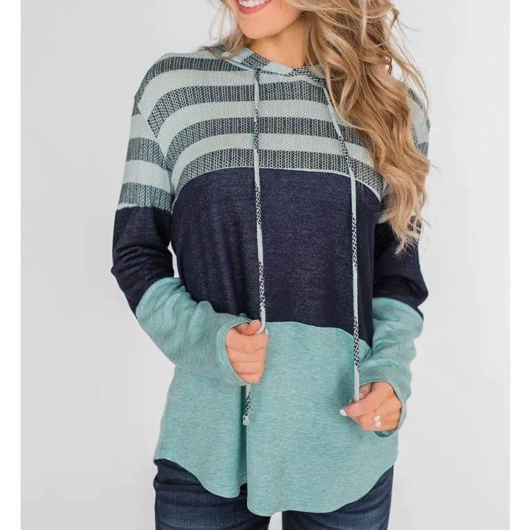 Color Blocking Casual Style Hoodie Wholesale Women'S Suits