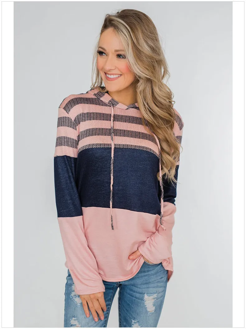 Color Blocking Casual Style Hoodie Wholesale Women'S Suits