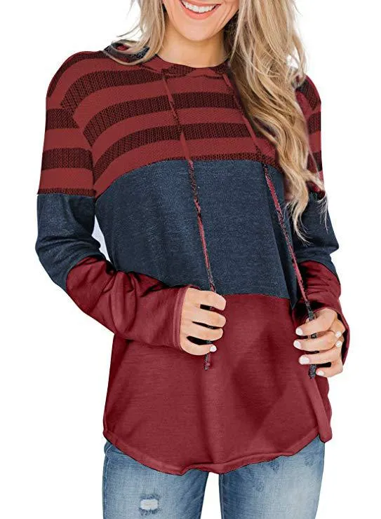 Color Blocking Casual Style Hoodie Wholesale Women'S Suits