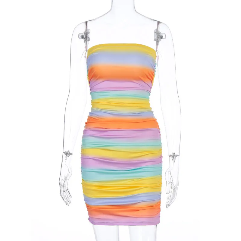 Color Print Bra Dress