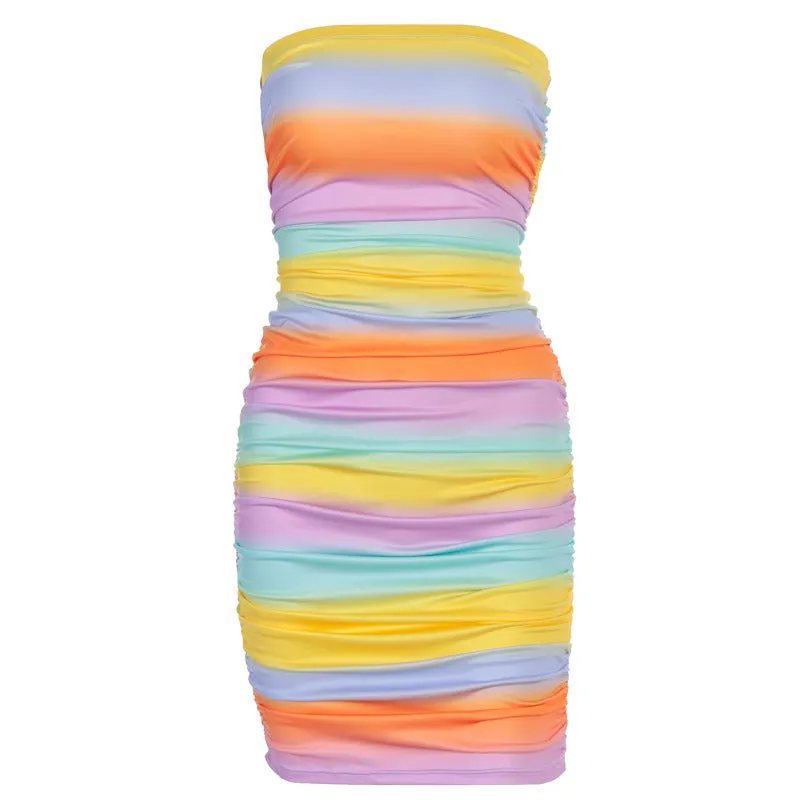 Color Print Bra Dress