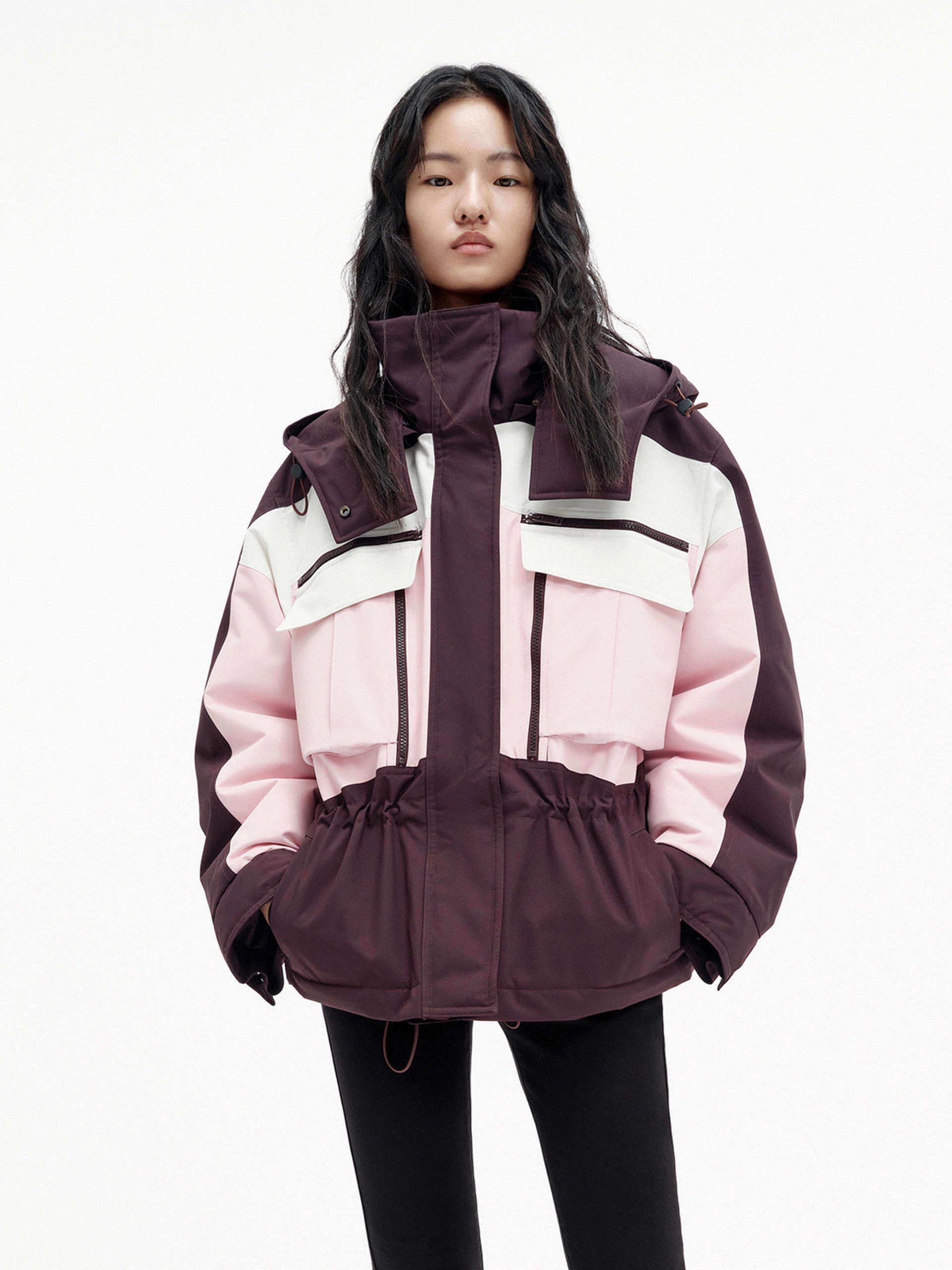 Color Block Hooded Down Jacket