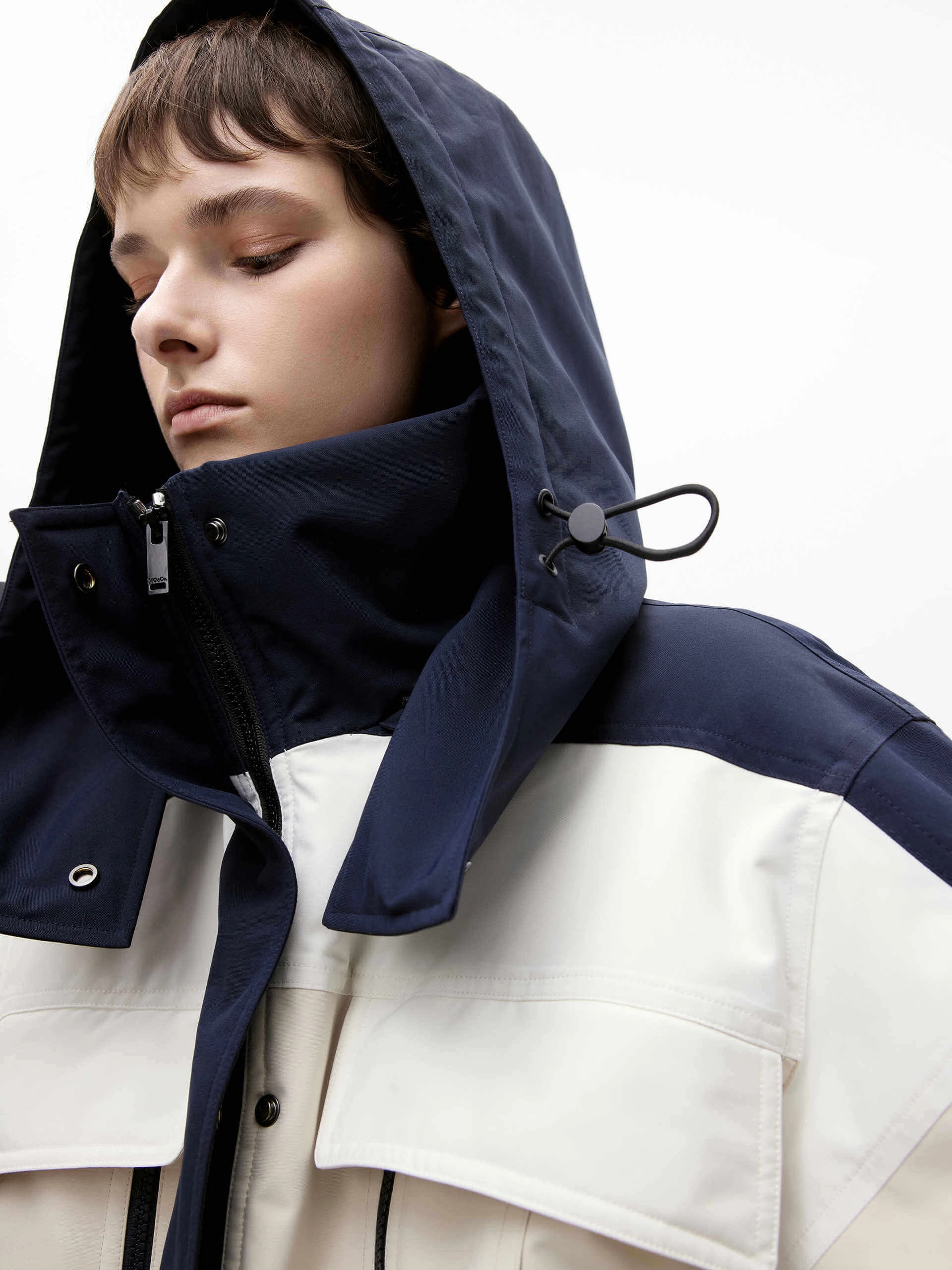 Color Block Hooded Down Jacket